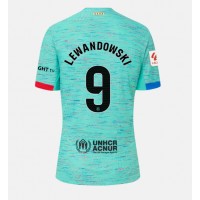Camisa de Futebol Barcelona Robert Lewandowski #9 Equipamento Alternativo Mulheres 2023-24 Manga Curta